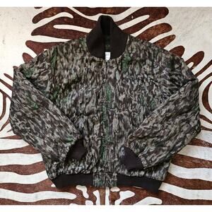Vintage 90s Hide N Pine USA Camo Zip Up Bomber Jacket Quilted Lining Size M